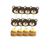 Baby Shower Cupcake Toppers, Teddy Bear Cake Toppers, Bear Cake Topper-HSC 24Pcs for Boys Girls Animals Themed Birthday Party Supplies Non-Hollow Design Teddy Bears Picnic Decorations