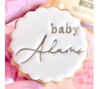 Baby Shower Customised Name Fondant Stamp Embosser, fits M&S Biscuits Cookies Personalised to Any Name Reusable Cake Decorating Tool for Cupcakes Biscuits Cookies Marks and Spencers with Free Cutter