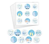 Baby Shower decorations, Baby Shower Stickers, Thank You for Coming to My Party Stickers - HSC 10 Sheets Its A Boy Blue Maternity Party Decorations, 1.9cm Diameter Circle Sticker with 9 Unique Designs