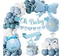 Baby Shower Decorations Boys, Baby Shower Balloons Blue and White, Blue Bow Theme Banner Oh Baby, Bow Balloons, Mommy to Be Sash, Gender Reveal Party Decorations, Welcome Baby Decorations