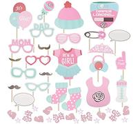 Baby Shower Decorations Girl, 25 PCS Pink Baby Shower Photo Booth Props and IT’S A GIRL Confetti for Baby Shower Favor