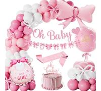 Baby Shower Decorations Girls, Baby Shower Balloons Pink and White, Pink Bow Theme Banner Oh Baby, Bow Balloons, Mommy to Be Sash, Gender Reveal Party Decorations, Welcome Baby Decorations