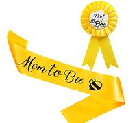 Baby Shower Decorations Yellow Sash Mom to Be Tinplate Badge Decorations Dad to Be Baby Welcome Party Gifts
