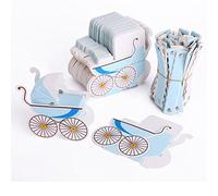 Baby Shower Favors, Lance 50PCS Baby Carriage Fairy Tale Bridal Shower Wedding Favors Box Stroller Favour Gifts Boxes Christening Baby Shower Party Favors (Blue)