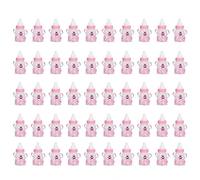 Baby Shower Feeding Bottle,50Pcs Mini Fillable Feeder Style Box with Bear,Candy Bottle Reusable Filling Candy Box Party Favors Supplies for Baby Shower Kids Birthday Decoration(Pink