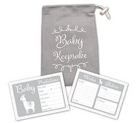 Baby Shower Game - 30 Baby Prediction/Advice/Wishes Cards - Includes Keepsake Pouch in Grey Canvas for Boy, Girl, Neutral/Unisex Baby Shower Party/Maternity Gift/Guestbook/Gender Reveal Party