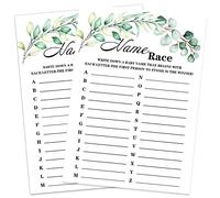 Baby Shower Game Cards, Green Theme Name Race Game Card for Baby Shower Party，Funny Icebreak Baby Shower Party Games Ideas Activity for Parent-to-be, Fun and Easy, 30 Cards