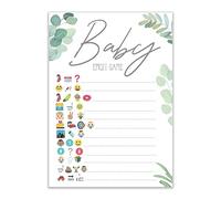Baby Shower Game - Pack of 10 Baby Boho/BOTANICAL Emoji Game Cards - Workout The Word From The Picture (BSBBEG10)