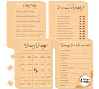 Baby Shower Game Set, Gender Neutral Bingo Game/Guess Who Mommy or Daddy/Word Scramble/Baby Trivia Fact Cards for Guest, Bridal Wedding Shower