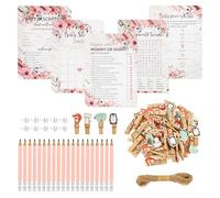 Baby Shower Game Supplies Personalized Flower Style Baby Party Activity Card Clothespin for Birthday Gender Reveal Partys