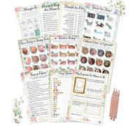 Baby Shower Games - 10 Games in 1 Super Bundle. 10 Player Pack. Bald or Baby, Beer or Baby Belly, Labour Lovin or Lyrical, Guess the Item, Emoji Game, Would She Rather, Mingle Bingo, Advice, & more!
