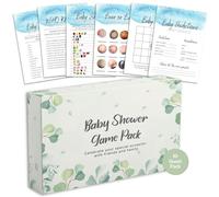 Baby Shower Games - 6 Game Bundle - Eucalyptus, Jungle, Safari, Baby Boy, Baby Girl - 10 Guests Pack (Baby Boy)