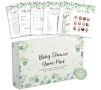 Baby Shower Games - 6 Game Bundle - Eucalyptus, Jungle, Safari, Baby Boy, Baby Girl - 10 Guests Pack (Eucalyptus)