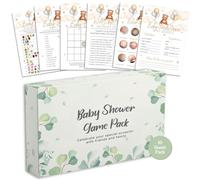 Baby Shower Games - 6 Game Bundle - Eucalyptus, Jungle, Safari, Baby Boy, Baby Girl - 10 Guests Pack (Teddy Bear)