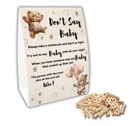 Baby Shower Games Don’T SAY Baby 20 Players - Teddy Bear Brown Beige Boho Design - Table Decoration Winner Prize Neutral/Unisex boy Girl Baby Shower Party Gender Reveal