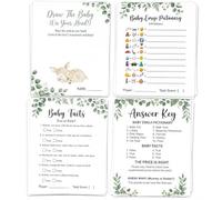 Baby Shower Games for 24 Guests, 5 Fun Baby Shower Activities with Predictions Cards, Baby Emoji Pictionary, Guess Mommy or Daddy, Greenery Eucalyptus Baby Shower Decorations for Boy or Girl