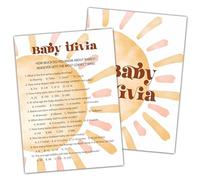 Baby Shower Games For Boy, Boho Sun Baby Trivia Baby Shower Game, Sunshine Here Comes The Son Gender Reveal Games, Set of 25 Cards(Bohosun002)