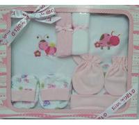 Baby Shower Gift Set Boy Girl Bodysuit booties Bib face towel 0 - 3 months (Pink)