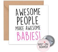 Baby Shower Gifts - Baby Shower Card - For Mum - Mummy To Be - Maternity Leave - Baby on Board Badge - Pregnancy Expecting Congratulations Gift - Girl Boy - 14cm & 5.9cm