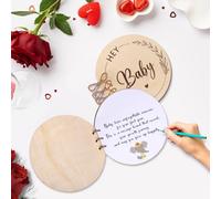 Baby Shower Guest Book, 80 Pages Wood Baby Shower Guest Book Baby Shower Sign in Guest Book Shower Book Registry 8.67 Inch Round Guest Book Blessings for The Baby and Advice Gift for New Parents