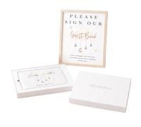 Baby Shower Guest Book and Sign Set Nursery Cloud Star Mobile Cot Design, 23 x 17.5 cm, 80 Pages, Personalised (Book & Sign: Boxed)