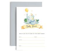 Baby Shower Invitations 10 Pack of Grey and Yellow Watercolour Design for boy or Girl - Ready to Write Invitations with Pale Grey Envelopes