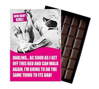Baby Shower New Baby Gift Funny Present for New-born Baby Girl Silly Birth Card Congratulations to New Mum Mother 100 Gram Oncocoa Boxed Chocolate Greetings for Daughter CDL140
