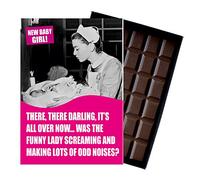 Baby Shower New Baby Gift Funny Present for New-born Baby Girl Silly Birth Card Congratulations to New Mum Mother 100 Gram Oncocoa Boxed Chocolate Greetings for Daughter CDL137