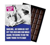 Baby Shower New Baby Gift Funny Present for New-born Baby Silly Birth Card Congratulations to New Mum Mother 100 Gram Oncocoa Boxed Chocolate Greetings for Son CDL141