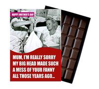 Baby Shower New Baby Gift Funny Present for New-born Baby Silly Birth Card Congratulations to New Mum Mother 100 Gram Oncocoa Boxed Chocolate Greetings for Son CDL164