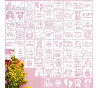 Baby Shower Onesie Stencils for Painting - 65 Pcs Small Baby Shower Reusable Stencils for Painting for Canvas Decoration, Cute Panda Cow Cat Painting Templates DIY Home Walls Fabric Decorations