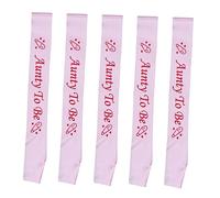 Baby Shower Party Sashes 5pcs Cloth Pink Aunty to Bands | Shower Etiquette Belt, Shower Party Sash, Newborn Party Favour, Auntie Sash for Baby Celebration