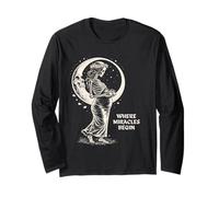 Baby Shower Pregnant Skeleton Miracles Begin Long Sleeve T-Shirt
