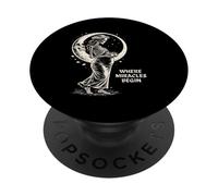 Baby Shower Pregnant Skeleton Miracles Begin PopSockets Adhesive PopGrip