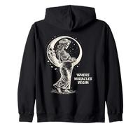 Baby Shower Pregnant Skeleton Miracles Begin Zip Hoodie