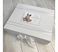Baby Shower - Silver Bunny - A4 Keepsake Box - by WHITE COTTON CARDS (BSSB2X)