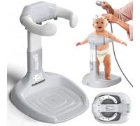 Baby Shower Stand,Adjustable&Foldable Baby Bath Stand with Anti-Slip Base & Anti-Pinch Silicone,Toddler Shower Standing Support for Infants 6-36 Months,Portable Bath Helper|Soporte para Bañera de Bebé
