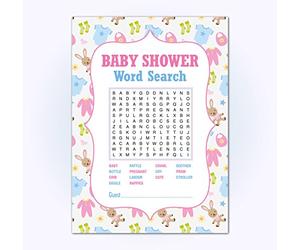 Baby Shower WORD SEARCH Game, Pack of 16, Multi Coloured, Boys / Girls