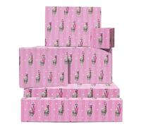 Baby Shower Wrapping Paper - 6 Sheets of Pink Wrap with Stylish Llama Characters - Birthday Giftwrap for Ladies, Kids & Partygoers - Christmas, Baby Shower & Holiday Events - Funny Gifts by Central 23
