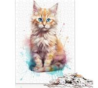 Baby Siberian Cat Kitten Puzzle Jigsaws 500 Pieces for Adults Wooden Puzzles Family Fun Jigsaws Puzzles 500pcs (52x38cm)