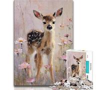 Baby Sika Deer Oil Painting 1000 Piece Jigsaw Puzzle for Adults Teens,Educational Games Home Decoration Deal As Gifts for The Whole Family (75x50cm)