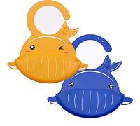 Baby Silicone Bibs Treer Waterproof Silicone Pack of 2 Soft and Adjustable Roll up Feeding Bibs Drool Bibs Wipe Clean with Food Catcher Pocket for Infants Toddlers (Yellow Dark Blue,30 * 21cm)