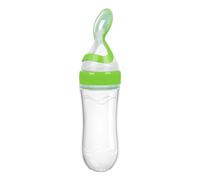 Baby Silicone Squeeze Feeder with Food Dispensing Spoon Cereal Feeding Bottle for Infant Green, Baby Food Feeder