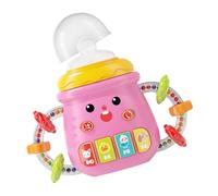 Baby Sippy Cup With Grip Rattle And Handles, Spill-Proof Feeding Sippy Sensory Bottle - Multi-function Mode, Illuminating And Play Musice Design, Developmental Feeding Cup For Kitters And Babys (Pink)