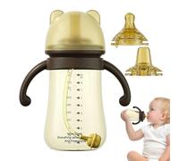 Baby Sippy Cup with Straw, Wide Neck Training Cup, 6.69x4.45x2.76 inches Leakproof Baby Bottle, Soft Silicone Spouts for Easy-Grip Handles, Breastfeeding Transition
