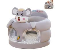Baby Sit Up Chair, Adorable Elephant Design Infant Sit Up Chair with Ergonomic Support for Sitting Practice, Soft Plush Floor Seat for Babies and Infants, Grey