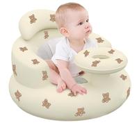 Baby Sit Up Chair, Inflatable Baby Seat for Kids Bear Pattern Foldable Sit Up Chair PVC with Tray & Neck Pillow 19x19x14in Cute Toddler Bath Seat for Shower
