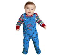 Baby Size Childsplay Chucky Doll Kids Fancy Dress Costume Blue & Red