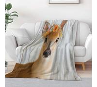 Baby Size Flannel Throw Blanket, Dream Animal Deer Cozy and Soft Plush Warm Blankets 39 × 52 inch - Cream Fleece Blanket for Bedroom Living Rooms Couch Sofa Bed