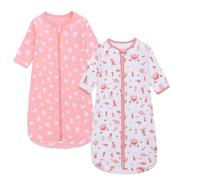 Baby Sleeping Bag 2 Pack 100% Cotton All SeasonLong Sleeves Wearable Blanket Various Sizes 0-6 Months Sleeping Sack for Newborn Boys Girls Infant Toddlers Baby (Sea Starfish)